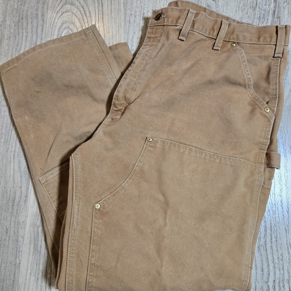 Vtg Carhartt B01 BRN Dungaree Fit Double-Knee Work Pants Mens 44x30 USA HTF